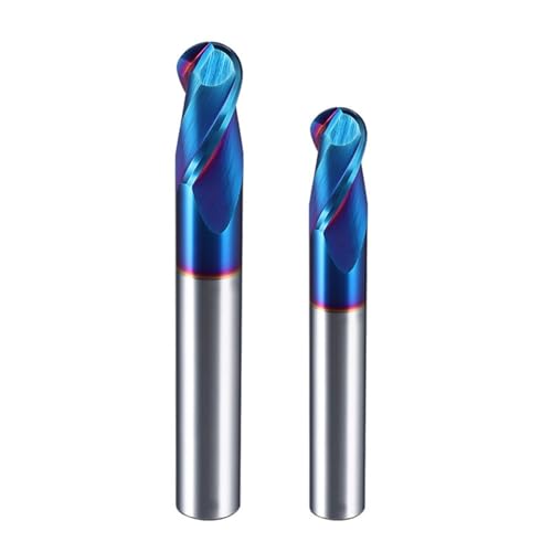 2 Stück Kugelkopffräser, 4 mm CNC-Fräser, Spiral-Upcut-Fräswerkzeuge mit 2 Nuten, HRC 65°, for Gusseisen/Edelstahl/legierten Stahl(R2*8*D4*75) von Generic