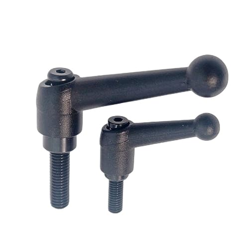 2 Stück M4 verstellbarer Klemmhebelgriff, Bolzenknöpfe mit Außengewinde, Zinklegierung, Kugelkopftyp, Schnellverschlussschraubengriffe, Bolzen mit Feststellhebel, schwarz(M4*R40*L12) von Generic