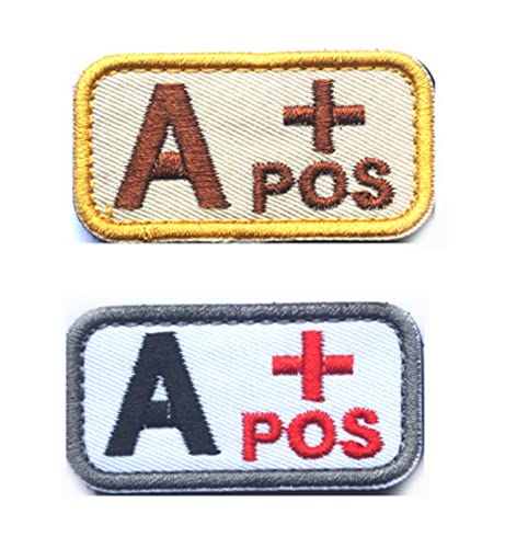 2 Stück Taktische Blutgruppe Positive Patch Bestickter Klettverschluss Militär Abzeichen Medizinische Erste Hilfe Tasche Emblem Patch für Outdoor Reisen CS Militär Medizinische Hilfe (Ersatz für A von Generic