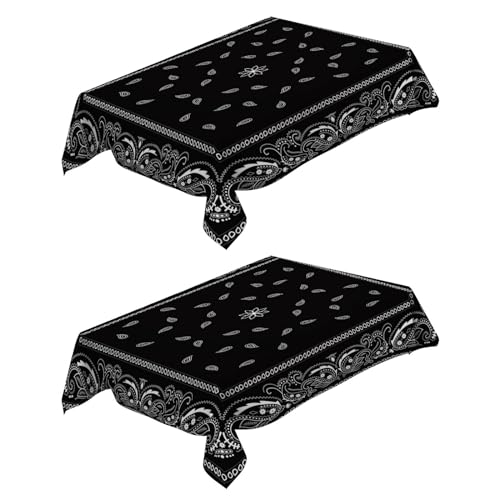 2 Stück Tischtuch Paisley-Muster 120x160 cm Wasserdicht Tischdecken, Rechteckige Tischdecke Party Deko Tischdecke Abendessen Tischdekoration Pflegeleicht Waschbar - Schwarz 2 Stück Tischtuch Paisley-Muster 120x160 cm Wasserdicht Tischdecken, Rechteckige Tischdecke Party Deko Tischdecke Abendessen Tischdekoration Pflegeleicht Waschbar - Schwarz von Generic