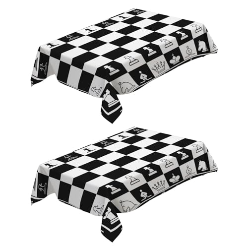 2 Stück Tischtuch Schach 140x180 cm Wasserdicht Tischdecken, Rechteckige Tischdecke Party Deko Tischdecke Abendessen Tischdekoration Pflegeleicht Waschbar - Schwarz und weiß 2 Stück Tischtuch Schach 140x180 cm Wasserdicht Tischdecken, Rechteckige Tischdecke Party Deko Tischdecke Abendessen Tischdekoration Pflegeleicht Waschbar - Schwarz und weiß von Generic