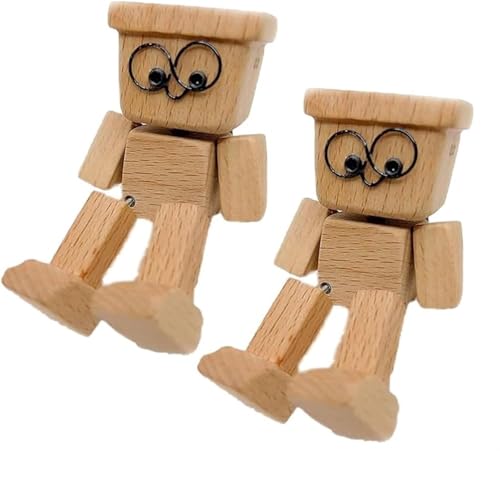 2 Stück schüttelnde Holzfigur, handgefertigte Holzpuppe mit schüttelnden Füßen, lustige Holzdekoration for den Schreibtisch, Auto-Armaturenbrett-Dekoration for Reisen, Pendeln und Zuhause(2PCSD) von Generic