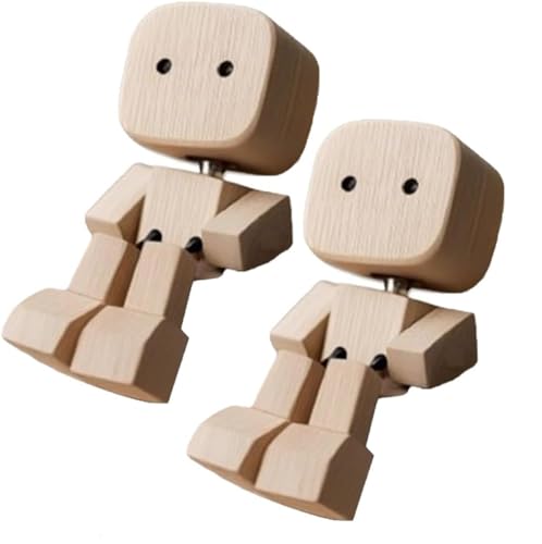2 Stück schüttelnde Holzfigur, handgefertigte Holzpuppe mit schüttelnden Füßen, lustige Holzdekoration for den Schreibtisch, Auto-Armaturenbrett-Dekoration for Reisen, Pendeln und Zuhause(2PCSE) von Generic