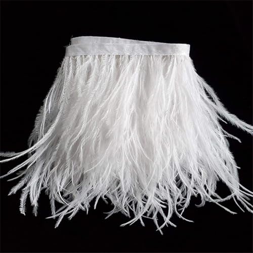 2 Yard/Pack Straußenfeder-Bordüre, Fransen, weiße Straußenfederband, Spitze für Hochzeitskleidung, Dekoration, Weiß, 8–10 cm 2 Yard/Pack Straußenfeder-Bordüre, Fransen, weiße Straußenfederband, Spitze für Hochzeitskleidung, Dekoration, Weiß, 8–10 cm von Generic