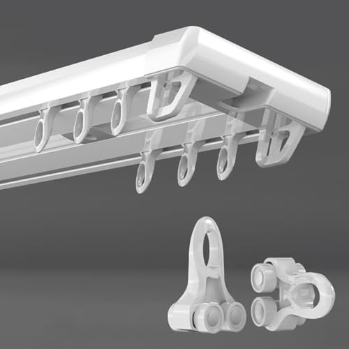 2-läufig Vorhangschienen-Deckenmontage, Gardinenschiene-Set aus Aluminium für Vorhänge, Gardinen, Schlafzimmer, Wohnzimmer(White,4.0m(4 * 1m)) von Generic