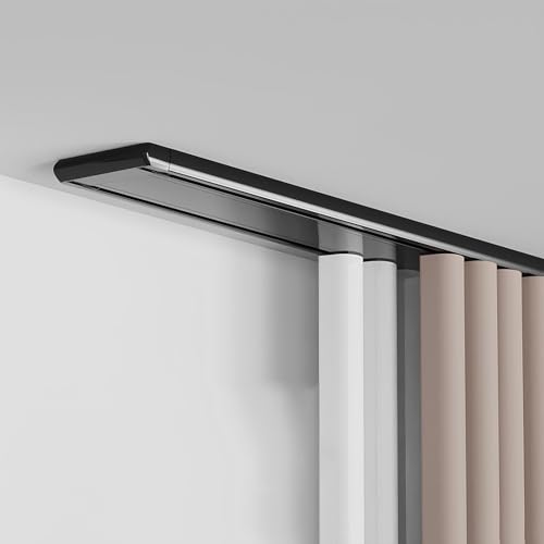 2-läufige Gardinenschiene, Vorhangschiene Aluminium, Vorgebohrt, Deckenmontage, für Privatsphäre und Heimdekoration(Black,4.2m(3 * 1.40m)) von Generic