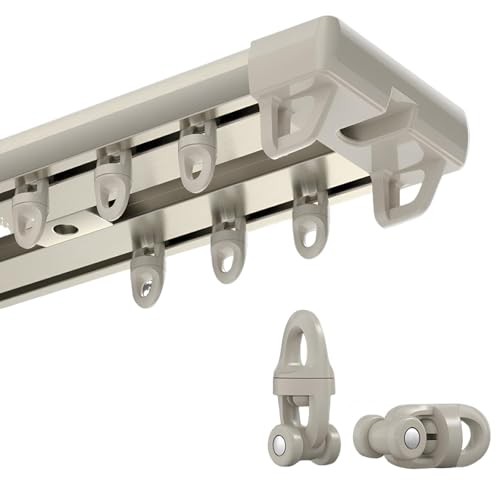 2-läufige Gardinenschiene, Vorhangschiene Aus Aluminium, Deckenmontage, Komplettset Mit Zubehör, Für Schiebevorhang(Champagne,3.6m(3 * 1.2m)) von Generic