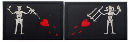 2 x Navy-Siegel-Team-Flagge, Blackbart-Piraten-Stickerei-Flicken für Klettverschluss-Moral-Patches, taktisches Militär-Abzeichen von Generic