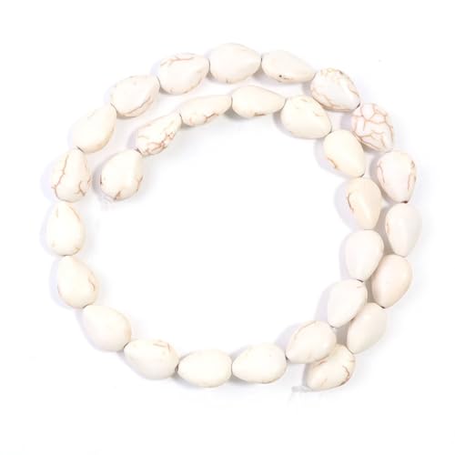 20–29 Stück türkisfarbene Steinperlen, lose Abstandshalter-Perlen für Schmuckherstellung, DIY, Armband, Halskette, ES, Weiß, 10 x 14 mm, 26 Stück 20–29 Stück türkisfarbene Steinperlen, lose Abstandshalter-Perlen für Schmuckherstellung, DIY, Armband, Halskette, ES, Weiß, 10 x 14 mm, 26 Stück von Generic
