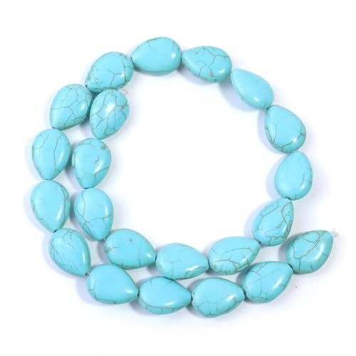 20–29 Stück türkisfarbene Steinperlen, lose Abstandshalter-Perlen für Schmuckherstellung, DIY, Armband, Halskette, ES-Blau, 12 x 16 mm, 22 Stück von Generic