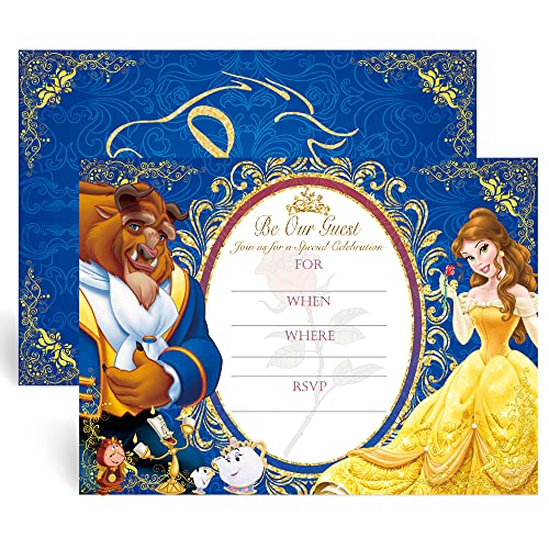 20 Schöne und Biest Party Einladungen Prinzessin Thema Geschenkkarten Partyzubehör mit Umschlag von Generic