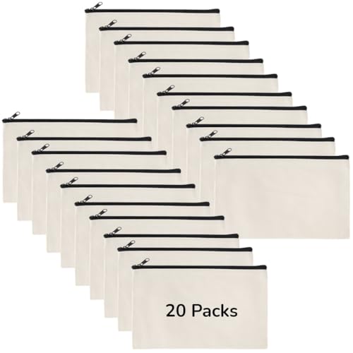 20 Stück Canvas-Basteltaschen mit Reißverschluss für Heimwerker, kleine Kosmetik- und Schreibwarenbeutel, leere Aufbewahrungstaschen mit Reißverschluss zum Basteln und Zeichnen 20 Stück Canvas-Basteltaschen mit Reißverschluss für Heimwerker, kleine Kosmetik- und Schreibwarenbeutel, leere Aufbewahrungstaschen mit Reißverschluss zum Basteln und Zeichnen von Generic