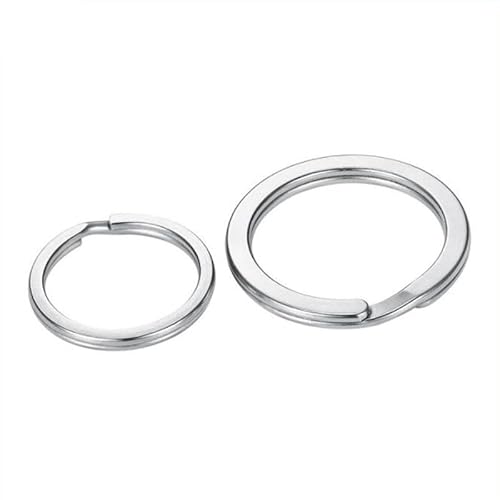 20 Stück Edelstahl-Metall-Karabiner-Ketten-Schlüsselanhänger, rund, flacher Draht, Schlüsselfeder-Schlüsselanhänger für Schmuckherstellung, DIY 20 Stück Edelstahl-Metall-Karabiner-Ketten-Schlüsselanhänger, rund, flacher Draht, Schlüsselfeder-Schlüsselanhänger für Schmuckherstellung, DIY von Generic