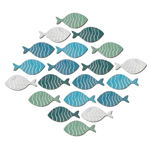 20 Stück Holz Fisch Deko, 4 Farben, Fische Streudeko Tischdeko, Holzdekoration Fisch Verzierung, Holzfische für Taufe, Kommunion und Konfirmation, Junge und Mädchen Taufdeko (20pc) von Generic