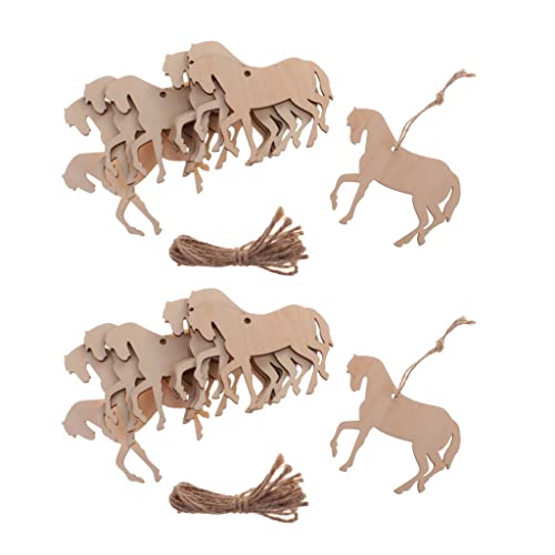 20 Stück hölzerne Pferdeform ausgeschnittene Ornamente Verzierungen Anhänger mit Schnur 20 Stück hölzerne Pferdeform ausgeschnittene Ornamente Verzierungen Anhänger mit Schnur von Generic
