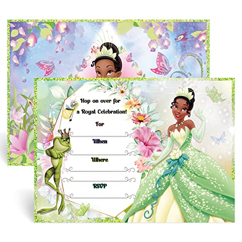 20 Tiana Partyeinladungen Einladungen Prinzessin Thema Geschenkkarten Partyzubehör mit Umschlag A11 von Generic