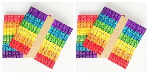 200 Stück Sägezahn-Eisstäbchen aus natürlichem Holz, 11,4 cm Länge, für Bastelprojekte (farbig) von Generic