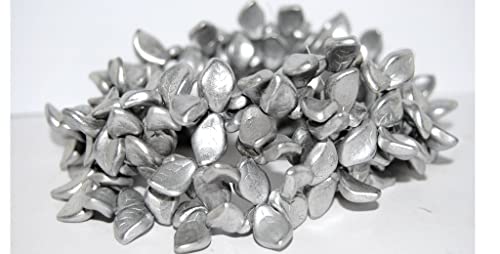 200 stk Eiförmiges Blatt gepresste Glasperlen Silver Colored Böhmische Glasperlen, PRE30078-1700 von Generic