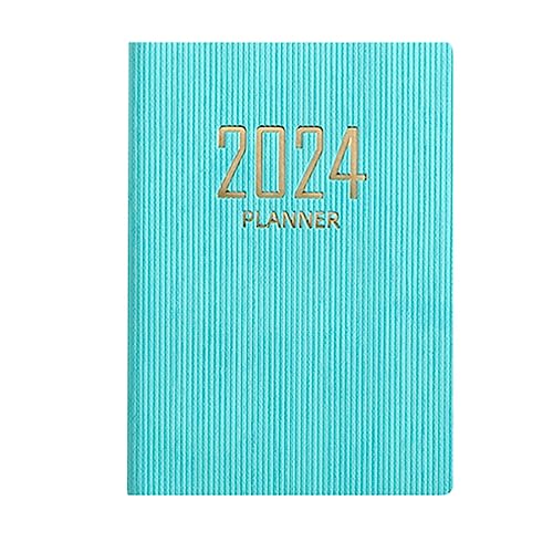 2024 Planer-Notizbuch, A7, Planungsnotizbuch, Kalender, doppelter PU-Ledereinband, Tagebücher, Notizbuch, Notizblock für Arbeitsbedarf wojonifuiliy01 (Green, One Size) von Generic