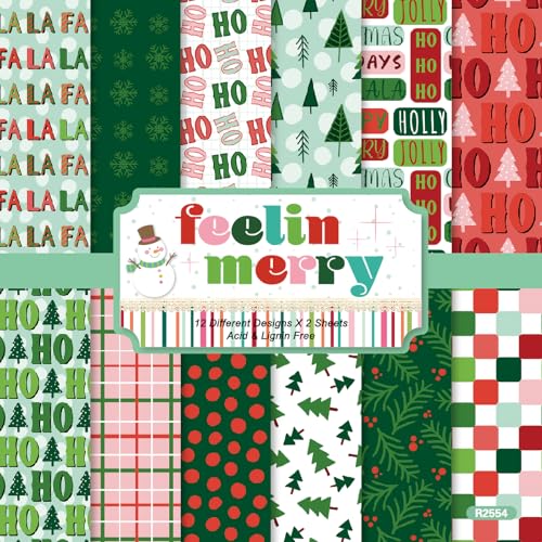 24 Blatt 15,2 x 15,2 cm Vintage Weihnachten Scrapbook Papier einseitiger Karton für Scrapbooking, Tagebuch, Fotoalbum (R2554) von Generic