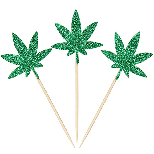 24 Stück Blatt Cupcake-Topper Glitzer Weed Cupcake Topper für DIY Kuchen Geburtstag Hochzeit Cupcake Dekoration 24 Stück Blatt Cupcake-Topper Glitzer Weed Cupcake Topper für DIY Kuchen Geburtstag Hochzeit Cupcake Dekoration von Generic