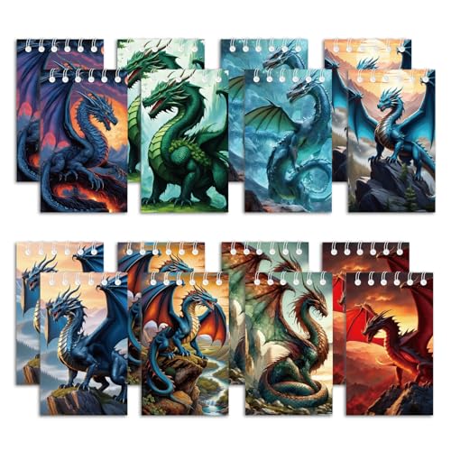 24 Stück Drachen-Themen-Party-Notizblöcke, Drachen-Spiral-Taschen-Notizblöcke, Drachen-Partygeschenk für Party-Dekoration von Generic