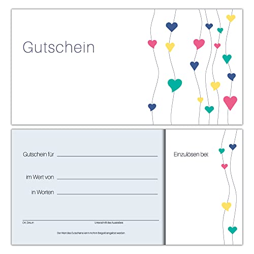 25 Gutscheine Gutscheinkarten Geschenkgutscheine – edel neutral Herzen von Generic