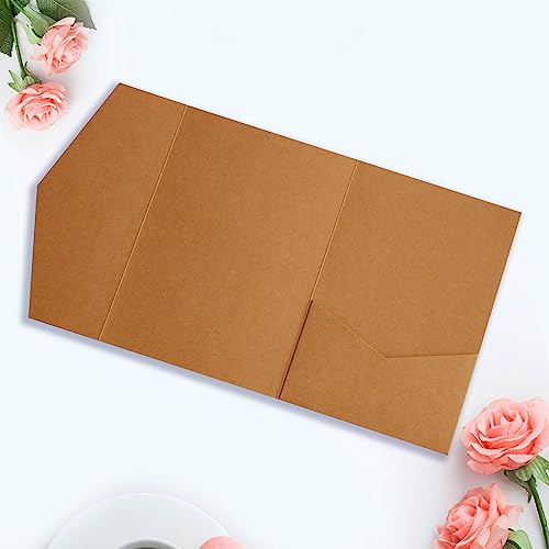25 Stück A7 Taschen-Einladungen (13 x 18 cm) dreifach gefaltete Hochzeitseinladungskarten für 12,7 x 17,8 cm Einladungen, Hochzeit, Brautparty, Verlobung, Geburtstag, Sweet 16 (Kraft) von Generic