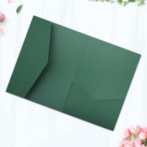 25 Stück A7 Taschen-Einladungen (13 x 18 cm) dreifach gefaltete Hochzeitseinladungskarten für 12,7 x 17,8 cm Einladungen, Hochzeit, Brautparty, Verlobung, Geburtstag, Sweet 16 (Perle, Smaragdgrün) von Generic