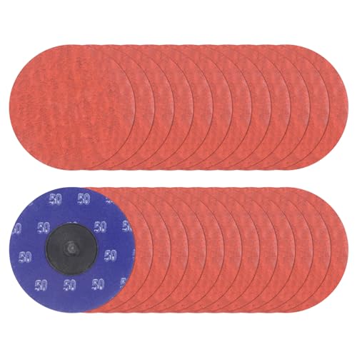 25 Stück Schnellwechsel-Schleifscheiben, 7,6 cm, Körnung 24, R-Typ, Roll Lock, Keramikkörner, Konditionierungsscheibe, Schleifpapier für Stabschleifer, schnelles Schneiden, Leuchtend rot (Körnung 24) von Generic