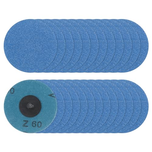 25 Stück Schnellwechsel-Schleifscheiben, 7,6 cm, Körnung 60, R-Typ, Roll Lock, Zirkonia-Konditionierungsscheibe, Schleifpapier für Stabschleifer, schnelles Schneiden, Blaugrün (Blaugrün, 36 Körnungen von Generic
