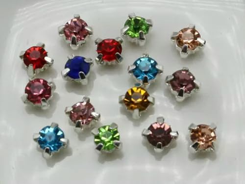 250 Stück Crystal Rose Montees Strasssteine 4 mm SS16 zum Aufnähen auf Perlen für Hochzeiten, Basteln, Silber + Kristall in gemischten Farben von Generic