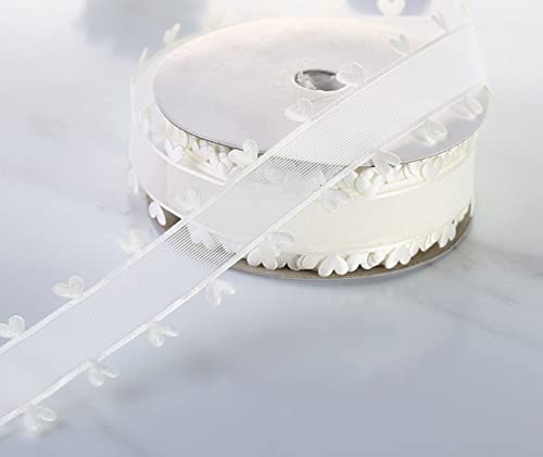 25mm*18m Organza mit Herz Geschenkband Herzen Dekoband Herzband Tüllband Schleifenband Dekoband Herzen Organzaband Bänder Geschenkband Hochzeit Weihnachten von Generic