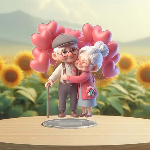 2D Acryl Valentinstag Deko zusammen alt Werden, süße Liebe, Desktop Dekoration, Tisch, Skulptur, Saisonale Dekofigur Ornament für Innen und Außen, Liebhaber Geschenke, 18 x 20 cm (Rosa) von Generic