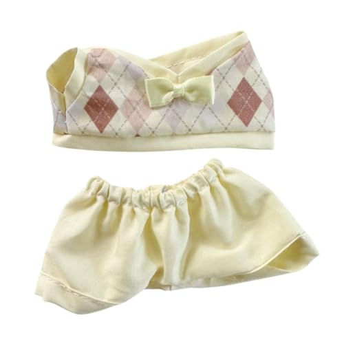 2X Plüschpuppe Karierte Kleidung Kostüme weich für Kinder stilvolle abnehmbare entzückende Ankleideanhänger Puppen-Outfits für 17cm Puppe, Gelbe Hose 2X Plüschpuppe Karierte Kleidung Kostüme weich für Kinder stilvolle abnehmbare entzückende Ankleideanhänger Puppen-Outfits für 17cm Puppe, Gelbe Hose von Generic