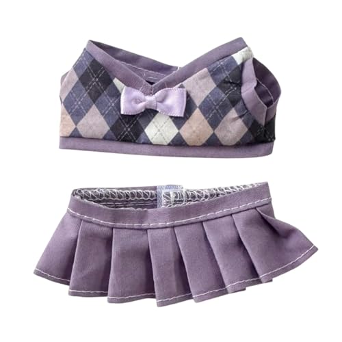 2X Plüschpuppe Karierte Kleidung Kostüme weich für Kinder stilvolle abnehmbare entzückende Ankleideanhänger Puppen-Outfits für 17cm Puppe, Lila Rock 2X Plüschpuppe Karierte Kleidung Kostüme weich für Kinder stilvolle abnehmbare entzückende Ankleideanhänger Puppen-Outfits für 17cm Puppe, Lila Rock von Generic