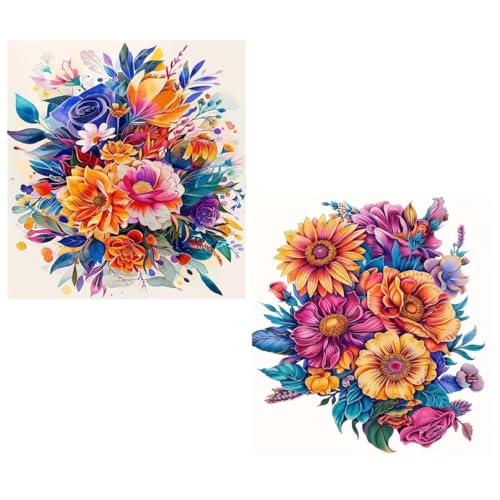 2er set Blume Diamond Painting Kinder Klein 30x40cm Mädchen 10 Jahre Diamant Malerei Karikatur,DIY 5D Diamond Painting Set für Erwachsene und Anfänger Bastelset Wohnzimmer Dekoration Geschenke TY177 von Generic