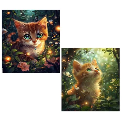 2er set Katze Diamond Painting Kinder Klein 50x70cm Mädchen 8 Jahre Diamant Malerei Wald,DIY Diamond Painting Set für Erwachsene und Anfänger Bastelset für Wohnzimmer Wand Dekoration Geschenke TY199 2er set Katze Diamond Painting Kinder Klein 50x70cm Mädchen 8 Jahre Diamant Malerei Wald,DIY Diamond Painting Set für Erwachsene und Anfänger Bastelset für Wohnzimmer Wand Dekoration Geschenke TY199 von Generic