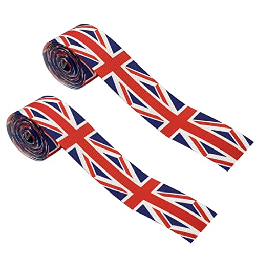 2pcs Union Flaggenband 6 Yard Flagge Form Ribbon König Charles III Krönung Dekoration Tricolor Dekorative Nylon für die Verpackung nationaler Feierlichkeiten von Generic