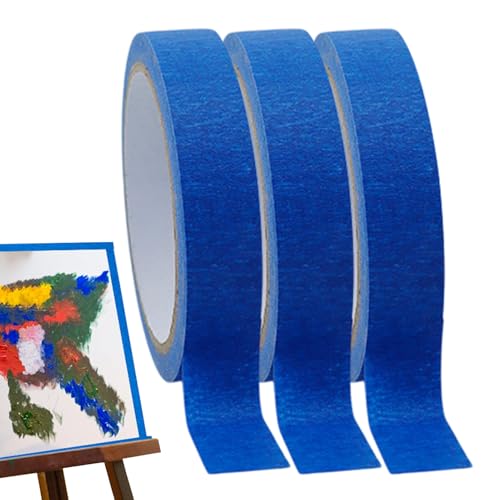 3 Rollen x 65,6 Fuß Malband | Abnehmbare blaue Handwerksvorräte für Kunst Wandautomotive Kennzeichnung Aquarell Caulking | Klebeband, blaues Malerband | von Generic