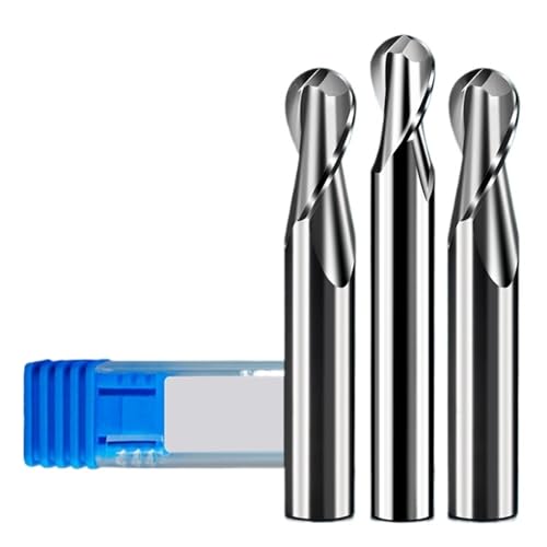 3 Stück Hartmetall-Kugelkopf-CNC-Fräser, 6 mm Schaft, 6 mm Schnittdurchmesser, 2 Flöten, Bits, Schaftfräser, Spiralfräser(6xR3x12xd6x75) von Generic