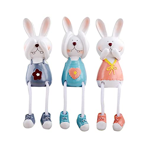 3 Stück Osterhasen Figuren Set Tischdekoration Garten Hase Statuen aus Kunstharz Frühlings Tafelschmuck Deko für Partys Zuhause Büro Easter Decoration Männer Ostern Geschenke für Frauen zu Ostern von Generic