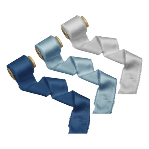 3 Stück Seidensatinband mit Fransen, Seidenband, für Weihnachten, Valentinstag, Weihnachtsbaumband, Blau 3 Stück Seidensatinband mit Fransen, Seidenband, für Weihnachten, Valentinstag, Weihnachtsbaumband, Blau von Generic