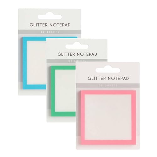 3-teiliger Glitzer-Notizblock, 2.0 – Lustige und niedliche selbstklebende Notizblöcke, kleine To-Do-Listen, süße Geschenke für Mädchen von Generic