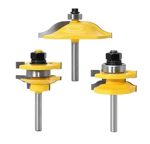 3-teiliges Fräser-Set mit 1/4-Zoll-Schaft für Schranktüren, mit erhöhtem Paneel-Design und Zapfenverbindungsschnitt-Fähigkeit (4,8 cm Durchmesser) von Generic