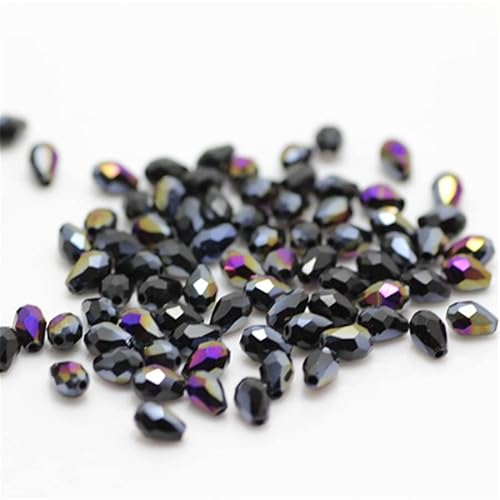 3 x 5 mm 480 Stück Tropfenförmige Kristallperlen bunte Glasperlen für Schmuck, Perlenbedarf, handgefertigtes Handwerk, DIY, Perlen, Armbänder, Halsketten, Ohrringe, Schmuck (schwarz ab) von Generic