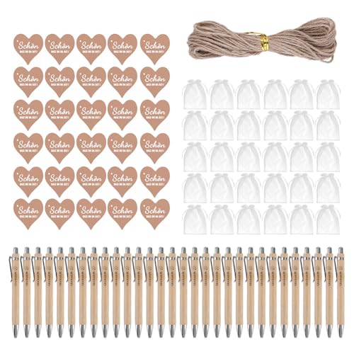 30 Sets hölzerner Kugelschreiber mit Karten Lucky Pen Hochzeit Gefälligkeiten für Gäste (B) von Generic