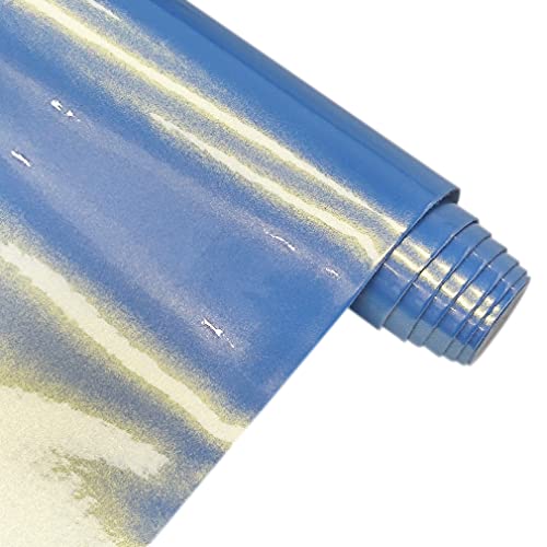 30 x 135 cm glänzende Perlglanz-Kunstlederrolle, synthetisches PU-Leder zum Nähen Handwerk DIY Home Polsterstoff (blau) von Generic