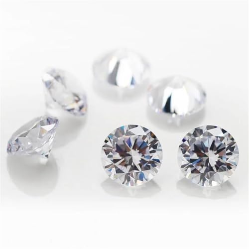 300 Stück 1,0–6,5 mm 5A Rundschliff weiße Zirkonia-Steine lose synthetische Edelsteine für Schmuckherstellung, 6,5 mm, 300 Stück von Generic