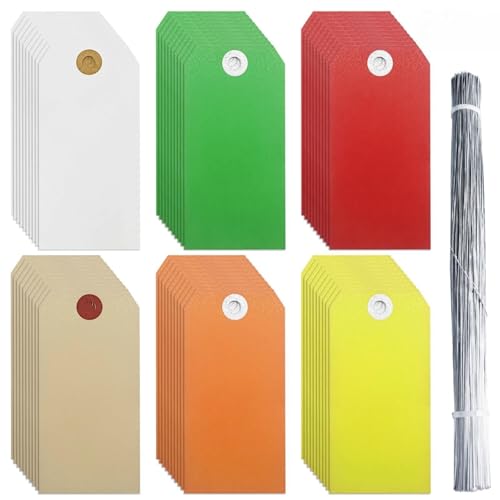 300 farbige Papieranhänger mit Schnüren für Schmuck, Kleidung und Inventar, verstärkte Löcher, beschreibbar für Preise und Veranstaltungsetiketten 300 farbige Papieranhänger mit Schnüren für Schmuck, Kleidung und Inventar, verstärkte Löcher, beschreibbar für Preise und Veranstaltungsetiketten von Generic